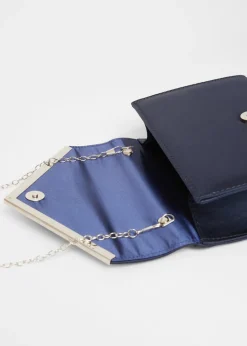 Quiz Navy Pleated Clutch Bag