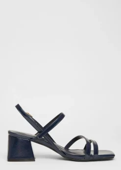 Quiz Navy Slingback Low Block Heels