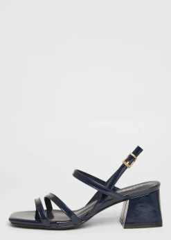 Quiz Navy Slingback Low Block Heels
