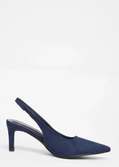 Quiz Navy Slingback Low Court Heels