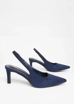 Quiz Navy Slingback Low Court Heels