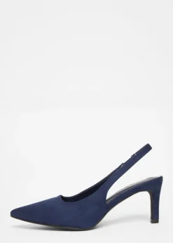 Quiz Navy Slingback Low Court Heels