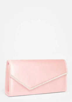 Quiz Pink Diamante Clutch