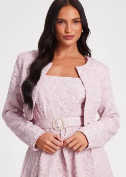 Quiz Pink Jacquard Crop Jacket