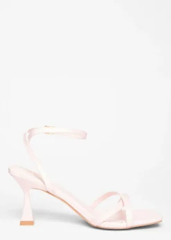 Quiz Pink Strappy Flared Heels