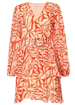 Quiz Red Chiffon Floral Skater Dress