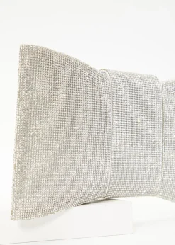 Quiz Silver Diamante Bow Bag