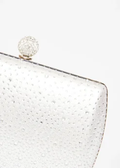 Quiz Silver Diamante Curve Box Bag