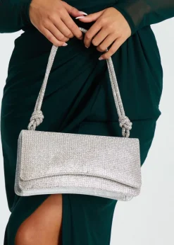 Quiz Silver Diamante Shoulder Bag