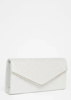 Quiz Silver Thin Clutch Bag