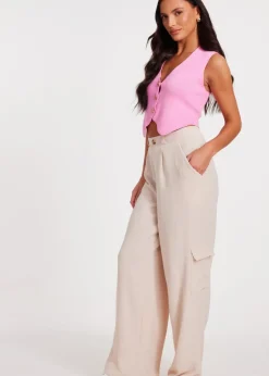 Quiz Stone Wide Leg Trousers