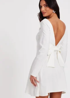 Quiz White Bow Back Skater Dress