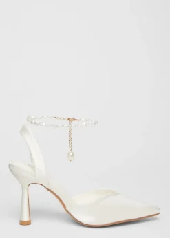 Quiz White Bridal Satin Court Heels