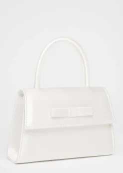Quiz White Bridal Satin Top Handle Bag