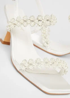 Quiz White Bridal Wide Fit Embellished Heels