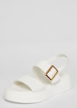Quiz White Chunky Buckle Sandals