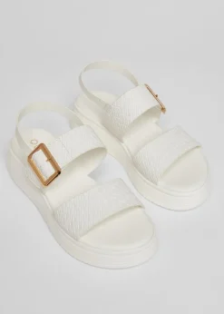 Quiz White Chunky Buckle Sandals