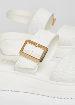 Quiz White Chunky Buckle Sandals