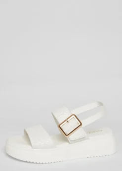 Quiz White Chunky Buckle Sandals