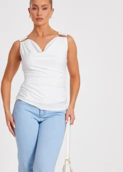 Quiz White Cowl Neck Top
