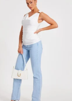 Quiz White Cowl Neck Top