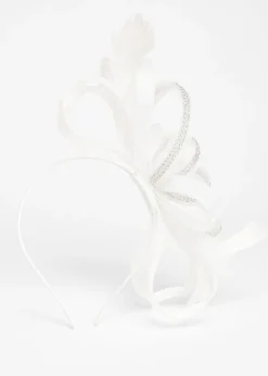 Quiz White Diamante Loop Bow Headband Fascinator