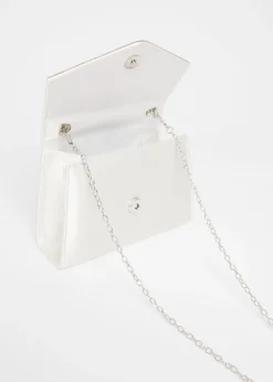 Quiz White Diamante Twist Handle Bag