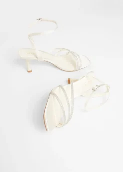 Quiz White Embellished Heels