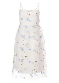 Quiz White Embroidered Floral Midi Dress