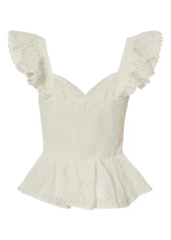 Quiz White Embroidered Peplum Top
