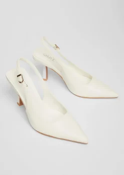 Quiz White Faux Leather Court Heels