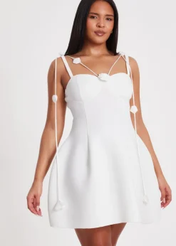 Quiz White Floral Trim Mini Dress