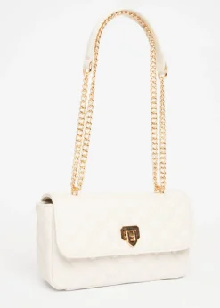 Quiz White Quilted Cross Body Bag