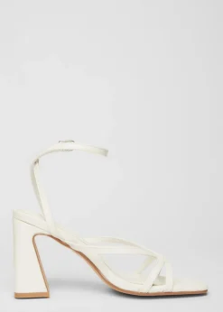 Quiz White Strappy Block Heels