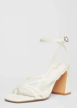 Quiz White Strappy Block Heels