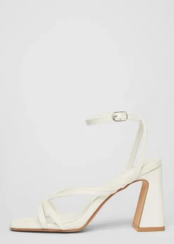 Quiz White Strappy Block Heels