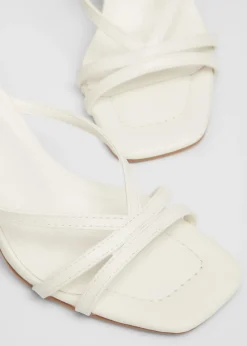 Quiz White Strappy Block Heels