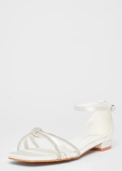 Quiz White Wide Fit Knot Front Sandals