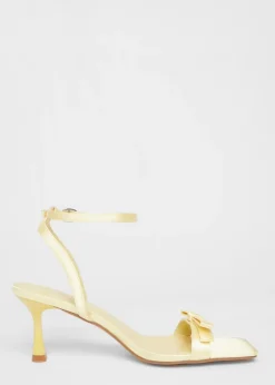 Quiz Yellow Satin Bow Heels