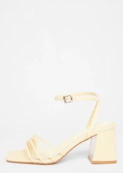 Quiz Yellow Strappy Low Block Heels