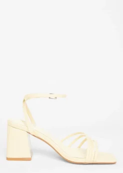 Quiz Yellow Strappy Low Block Heels