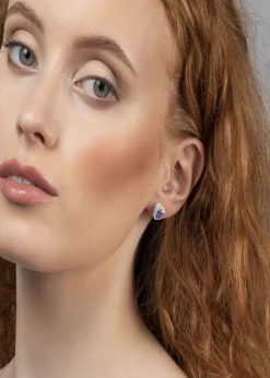 Radley London Silver Light Amethyst Heart Stud Earrings