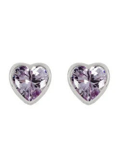 Radley London Silver Light Amethyst Heart Stud Earrings