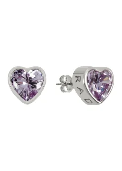 Radley London Silver Light Amethyst Heart Stud Earrings