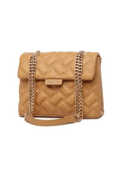 Raffaella Beige Quilted Chain Shoulder Bag