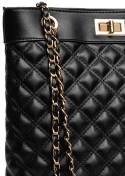 Raffaella Black Quilted Tote Shoulder Bag