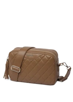 Raffaella Brown Quilted Cross Body Camera Bag