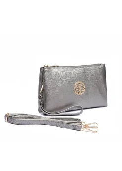 Raffaella Metallic Silver Clutch Purse