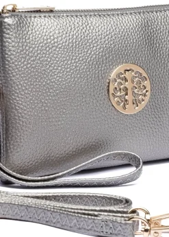 Raffaella Metallic Silver Clutch Purse