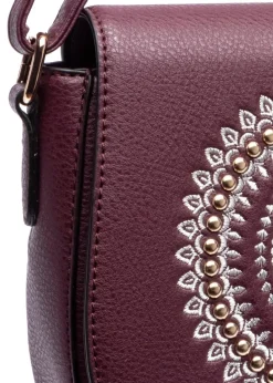 Raffaella Wine Embroidery Saddle Bag